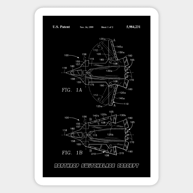 Northrop Switchblade Jet Concept (white) Sticker by Big Term Designs